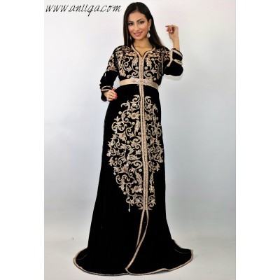 Caftan velours haute couture noir