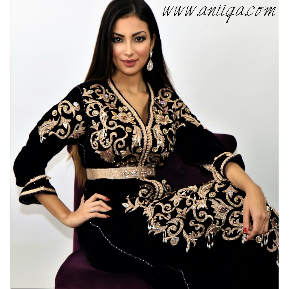 Caftan velours haute couture noir