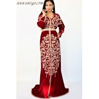 Caftan velours haute couture rouge