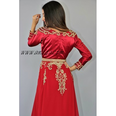 Caftan robe moderne rouge et doré