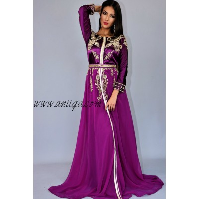 Caftan robe moderne violet et doré