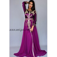 Caftan robe moderne violet et doré