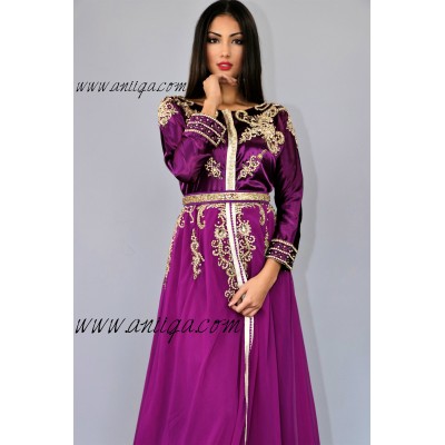 Caftan robe moderne violet et doré