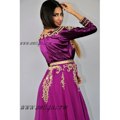 Caftan robe moderne violet et doré