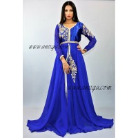 Robe caftan cloche bleu roi