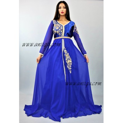 Robe caftan cloche bleu roi