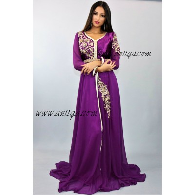 Robe caftan cloche violet