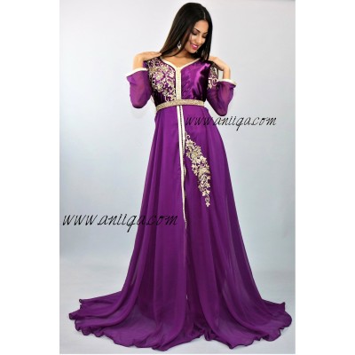 Robe caftan cloche violet