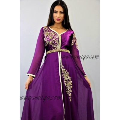 Robe caftan cloche violet