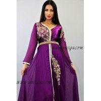 Robe caftan cloche violet