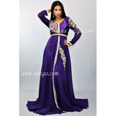 Robe caftan cloche violet