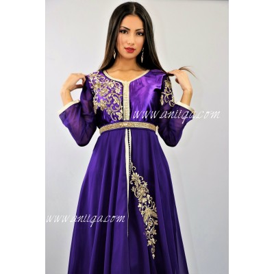 Robe caftan cloche violet