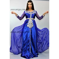 Caftan moderne cristal bleu roi