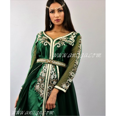 Caftan moderne cristal vert royal