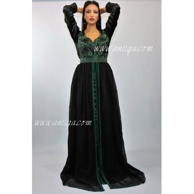 Caftan moderne noir et vert