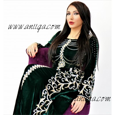 Caftan velours vert royal coupe sirène tendance 2019