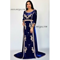 Caftan velour moderne col bateau 2019