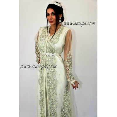 Takchita blanche sari marocain 2019