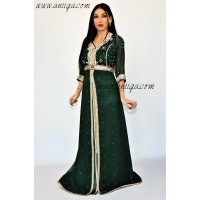 Caftan vert  chic orné de pierres de verre