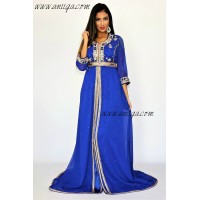 caftan bleu roi chic orné de pierres de verre