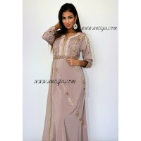 Caftan vieux rose perlé et brodé 2019