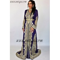 Takchita violet sari marocain