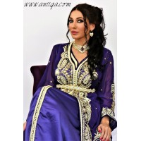 Takchita violet sari marocain