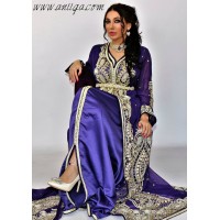 Takchita violet sari marocain