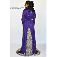 Takchita violet sari marocain