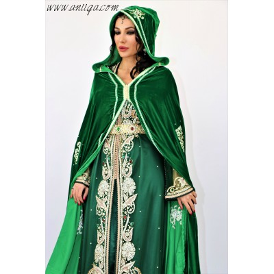 Takchita sari marocain vert royal