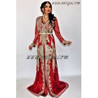 Takchita bordeau sari marocain