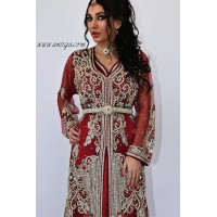 Takchita bordeau sari marocain