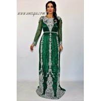 Robe caftan cristal vert et argent