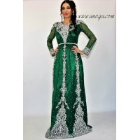 Robe caftan cristal vert et argent