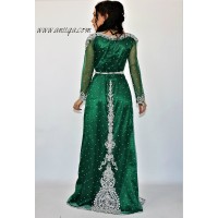 Robe caftan cristal vert et argent