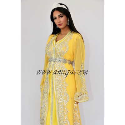 caftan, takchita,caftan chic,caftan moderne,caftan sari,vente caftan 2019,caftan marié,caftan jaune