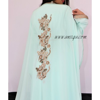 Caftan vert eau avec cape