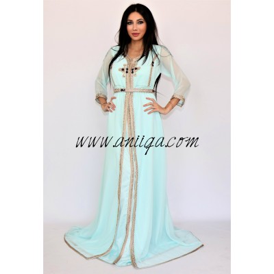 Caftan moderne vert eau cloche