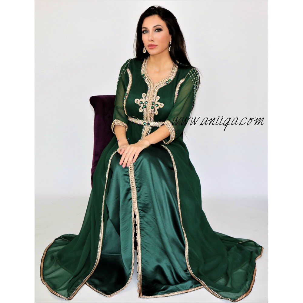 Caftan moderne vert royal cloche