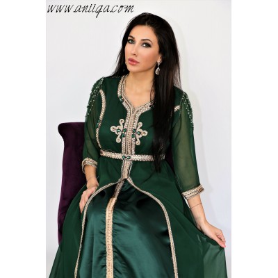 Caftan moderne vert royal cloche