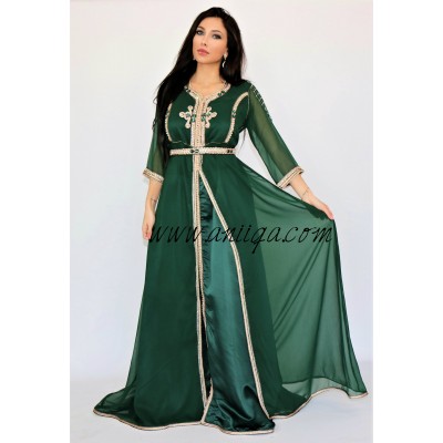 Caftan moderne vert royal cloche