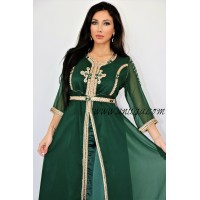 Caftan moderne vert royal cloche