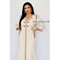 Caftan rose sirène brocard perlé