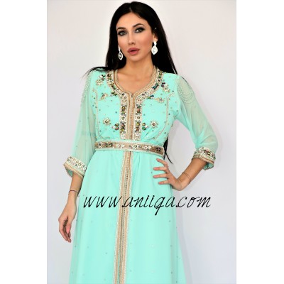 caftan perlé ,caftan moderne ,caftan pas cher vert eau,vente caftan pas cher,caftan invitée ,takchita invitée ,caftan tendance