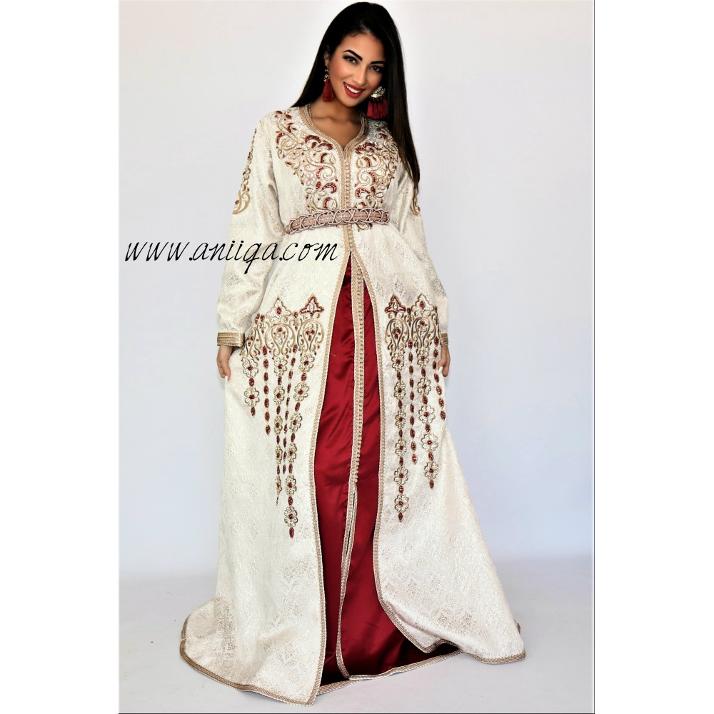 Jupe En Coton Beige Brodée Et Perlée Armand Ventilo - Taille 44 - Occasion Très Bon état - Style évasé