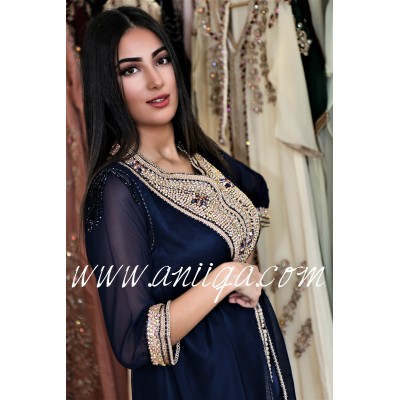 caftan pas cher en ligne ,caftan moderne en ligne,caftan 2019 ,caftan bleu nuit