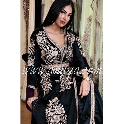 caftan haute couture,takchita haute couture,caftan moderne perlé,caftan 2019 haut de gamme,caftan tendance ,caftan noir chic