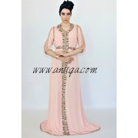 Caftan haut de gamme rose poudré