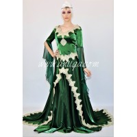 Robe de marié henné vert royal avec traîne