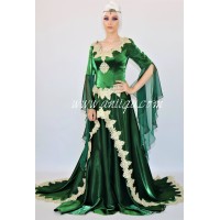 Robe de marié henné vert royal avec traîne